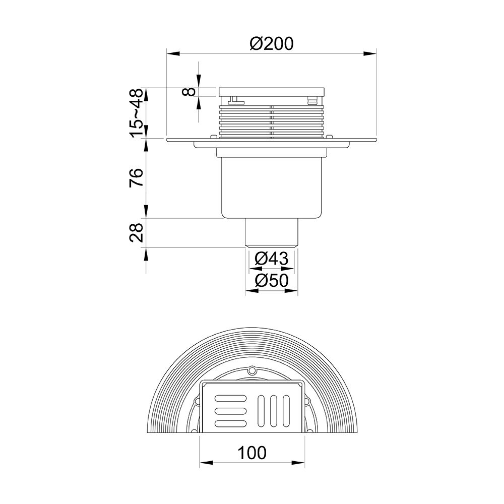 Поден сливник, вертикален (100x100mm) Aquasan