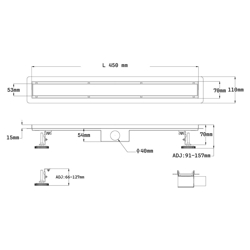 Поден сливник Basic (450 mm) Aquasan