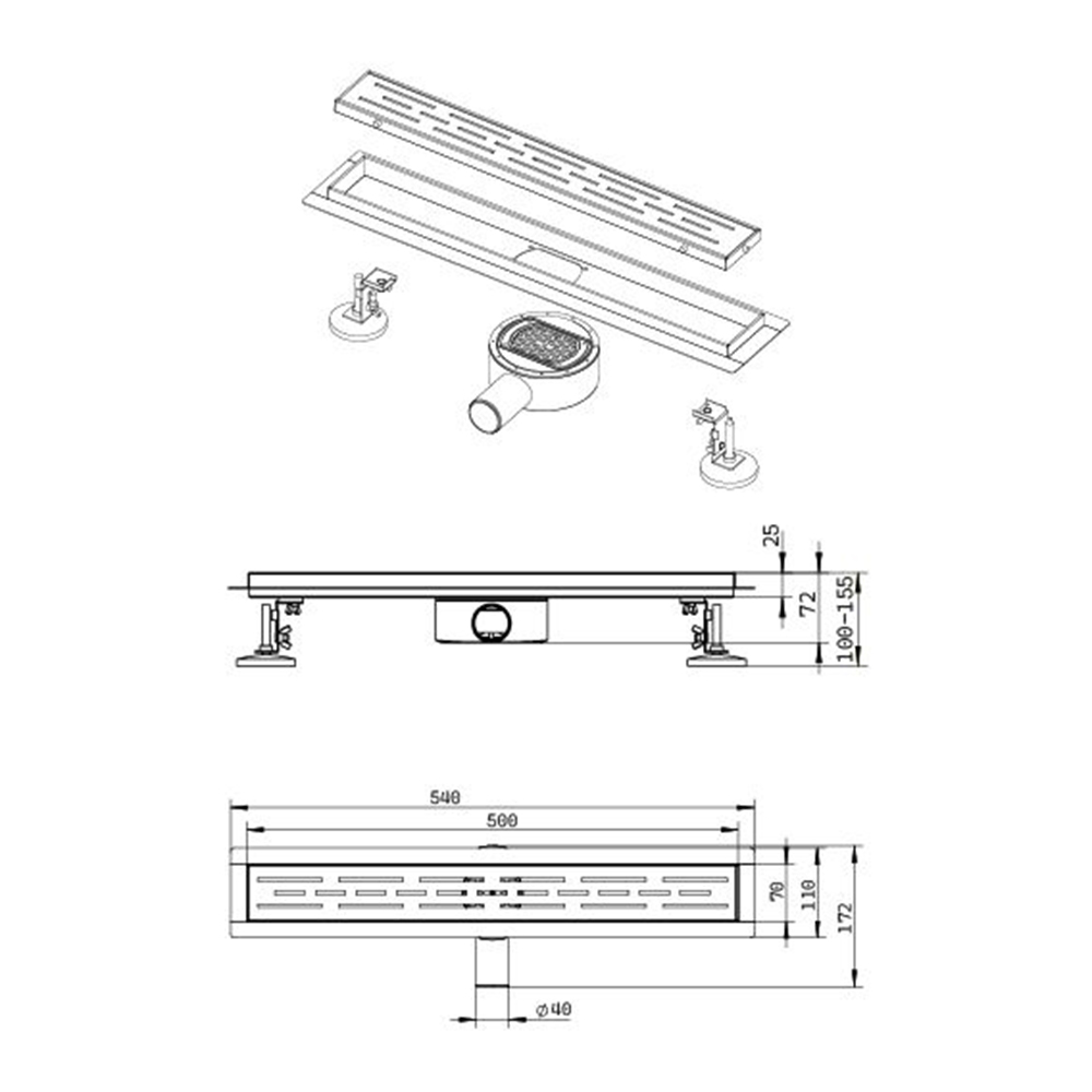 Поден сливник Premium (500 mm) Aquasan