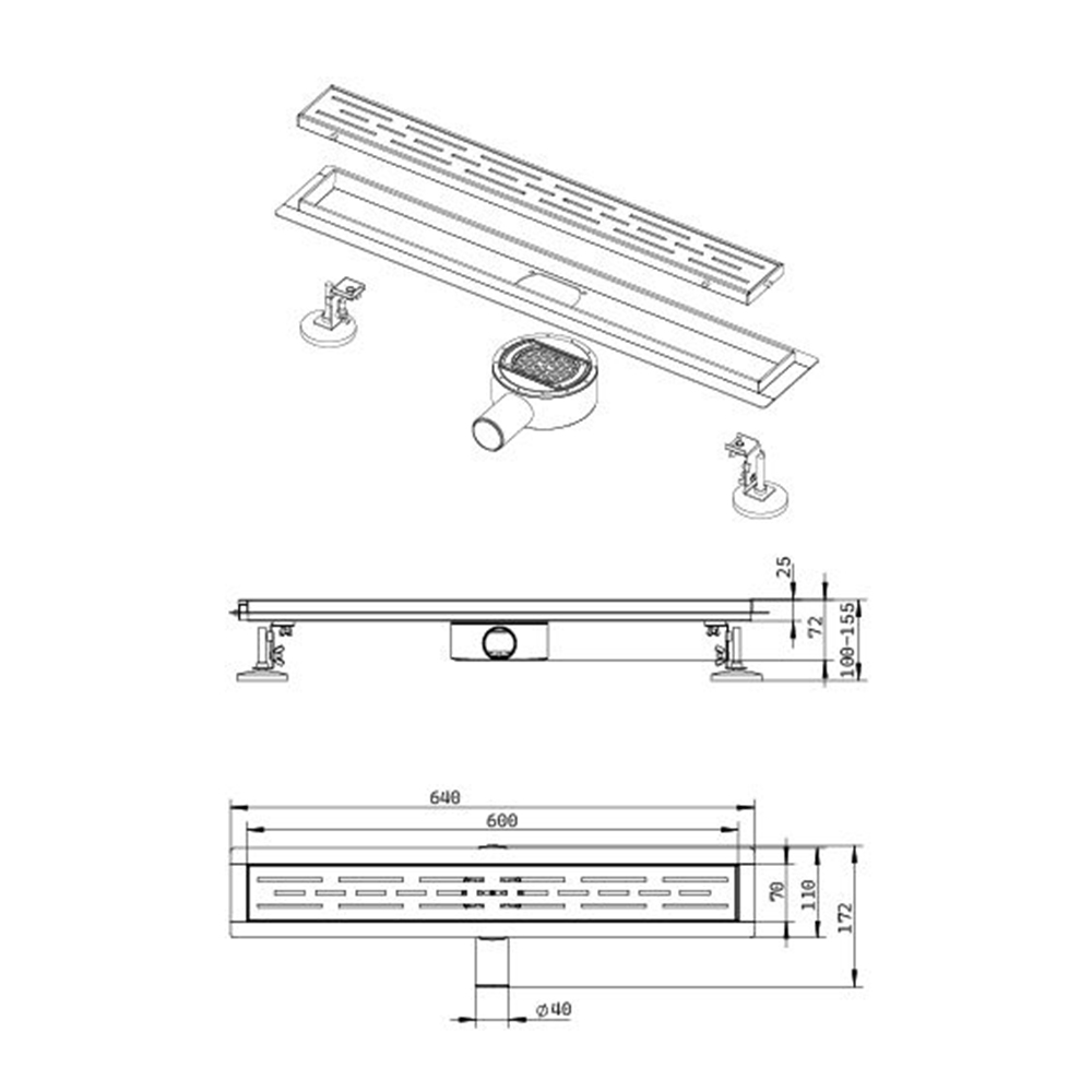 Поден сливник Premium (600 mm) Aquasan