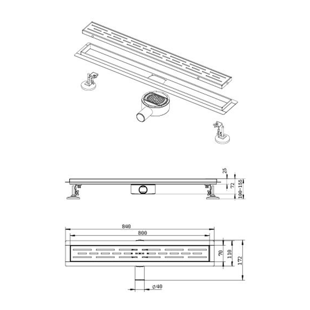 Поден сливник Premium (800 mm) Aquasan