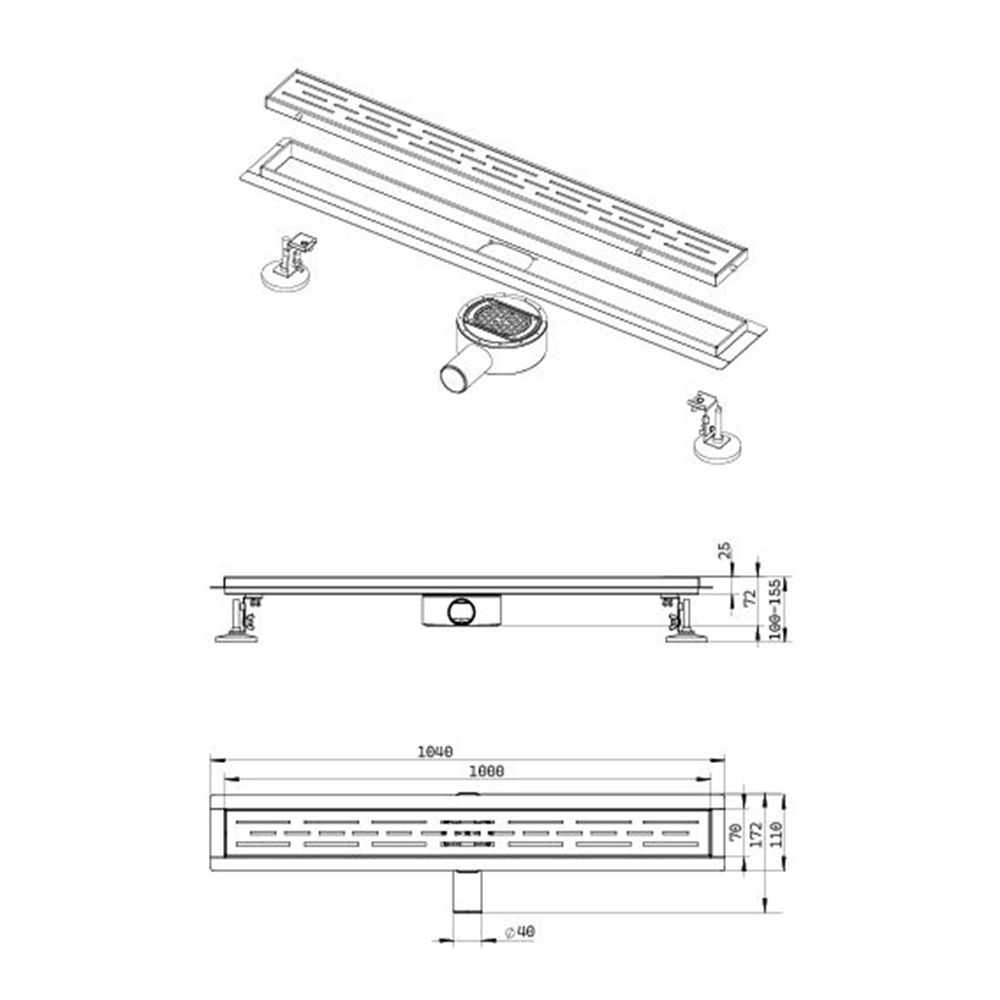 Поден сливник Premium (1000 mm) Aquasan