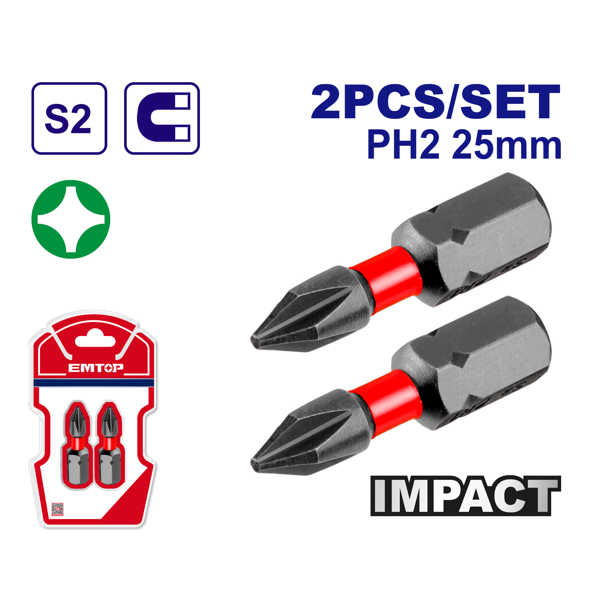 2 PH2 битови 25mm ESBTM5PH225 Emtop