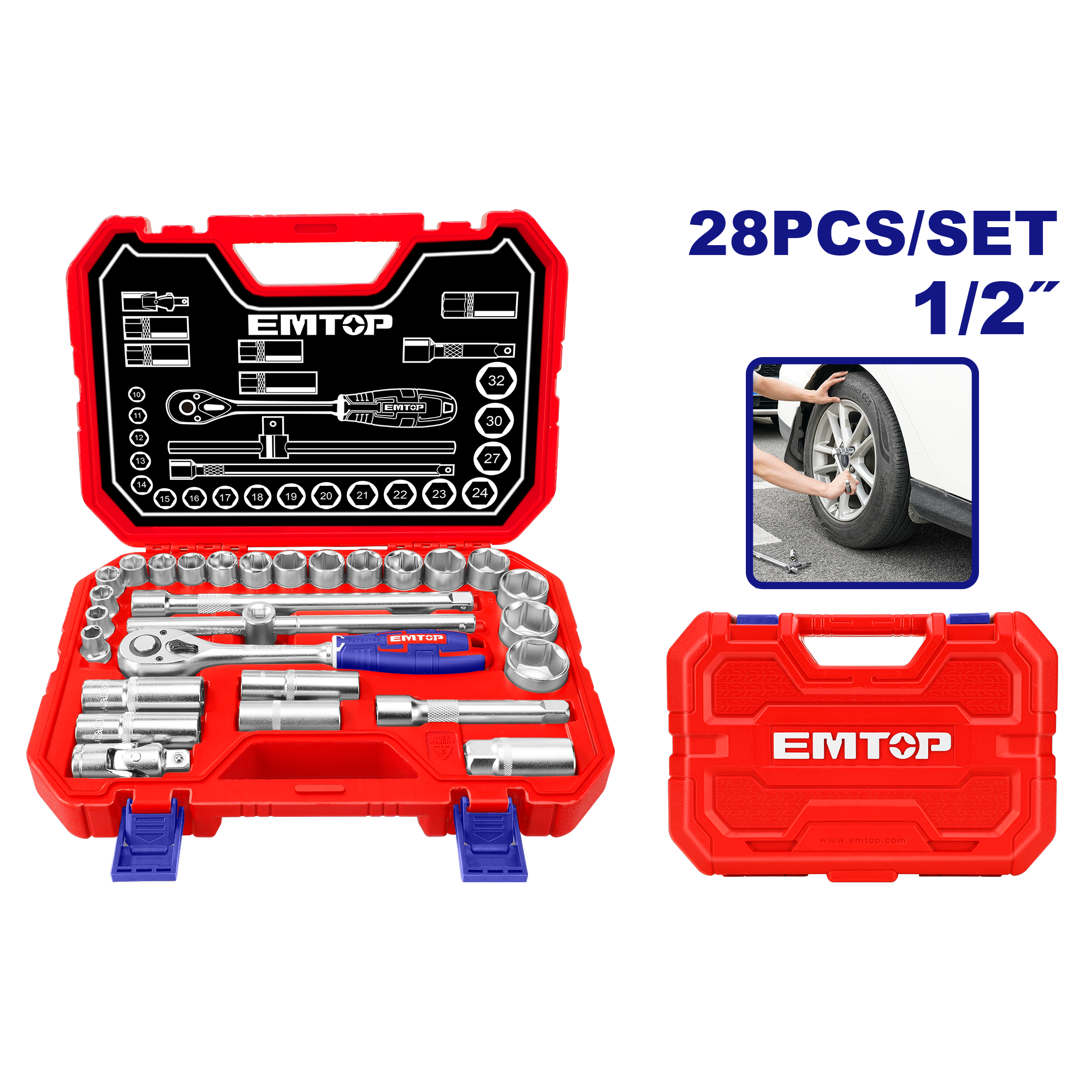 Комплет 28 парчиња рачен алат ESKT12281 Emtop