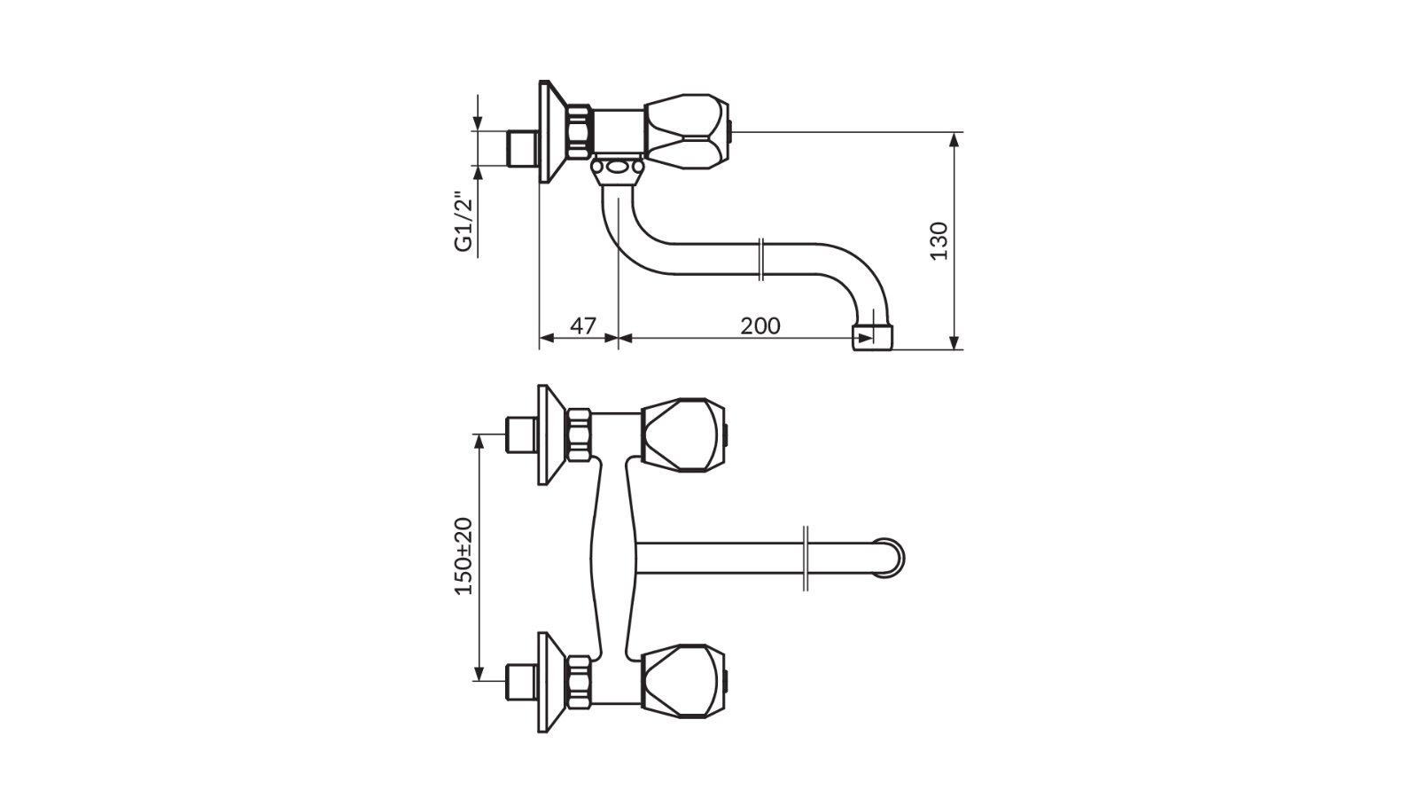 Батерија зидна дворачна KLASIK FUMME KF01101 ROSAN
