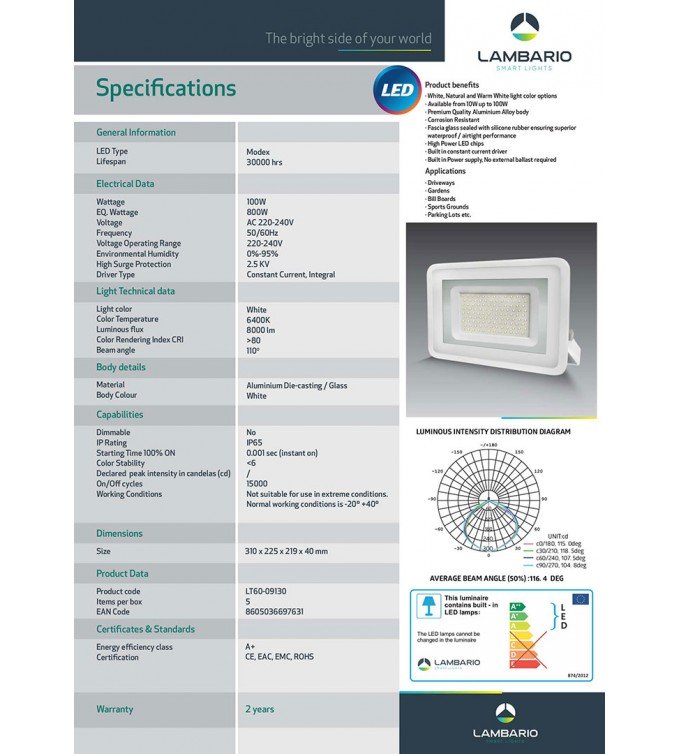 Рефлектор 100W - Smartline Lambario