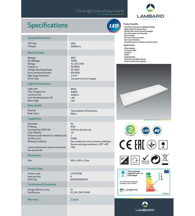 Лед панел 30*120 OG Lambario