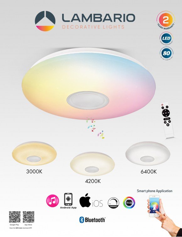 Лед Панел RGB 72W звучник Lambario